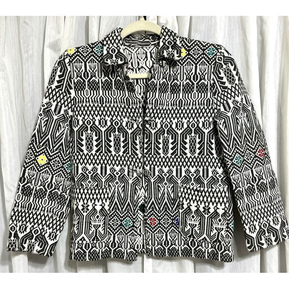 VTG 70s Guatemalan Chimayo XS Handmade Embroidered Blazer Jacket Textile Folk EC